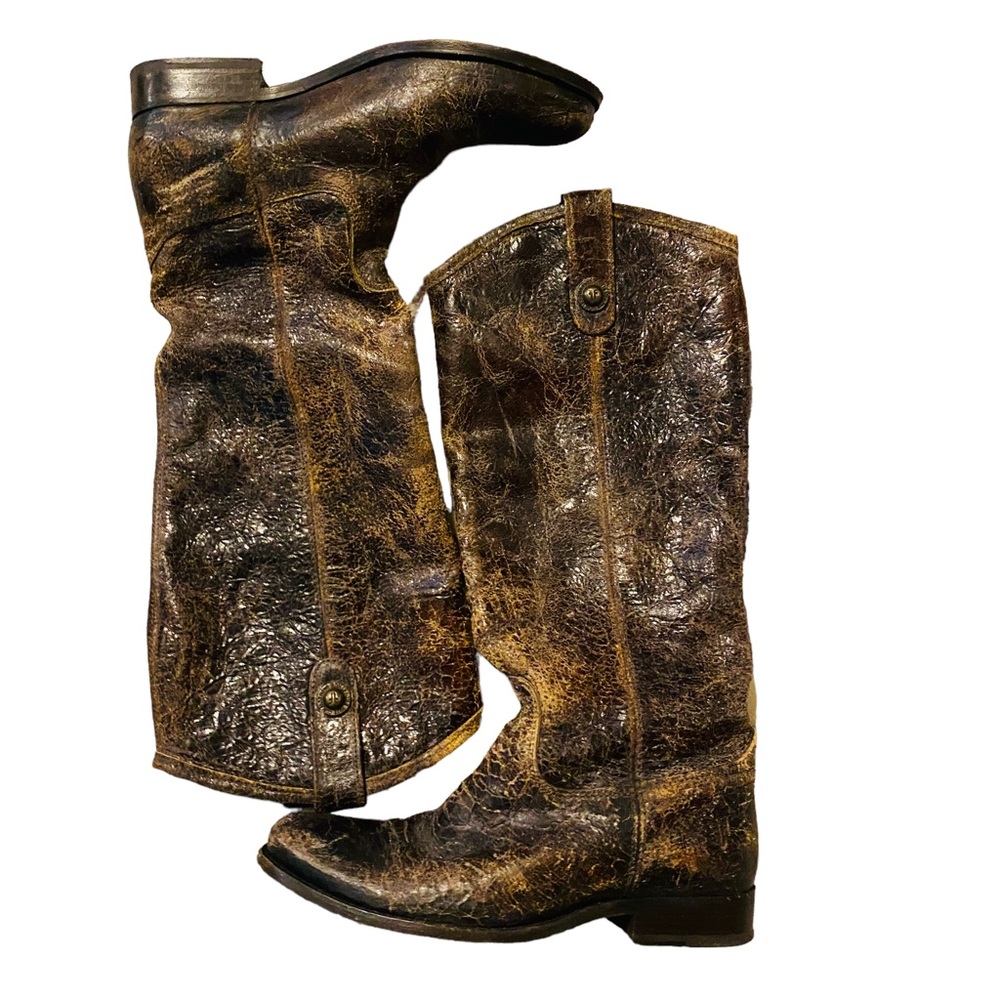 Frye intentionally Distressed Leather Knee High Boots - Picture 2 of 13